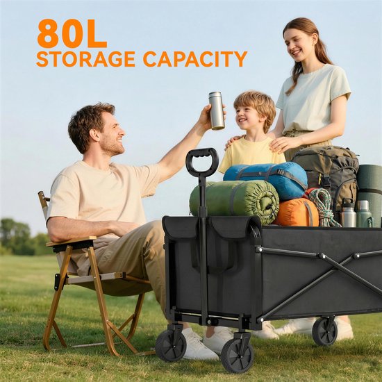 Outsunny Campingkar-Metaal, Oxford-stof-78L x 47,5B x 93H cm-Zwart van Merkloos — afbeelding 5
