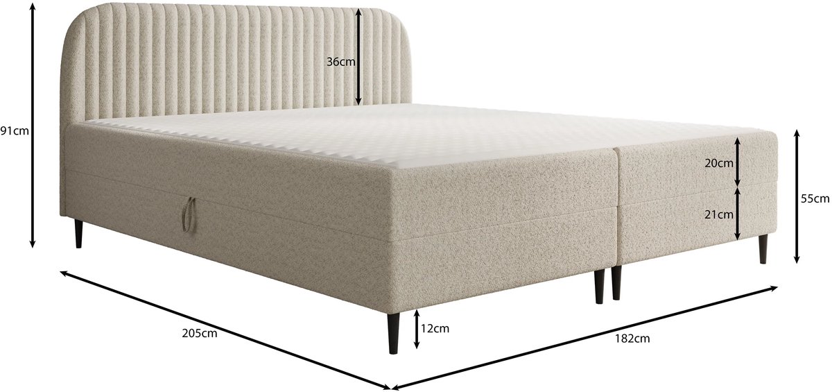 Meubella - Bosque - Boxspring met opbergruimte - Teddystof beige - 180x200 cm thumbnail 4