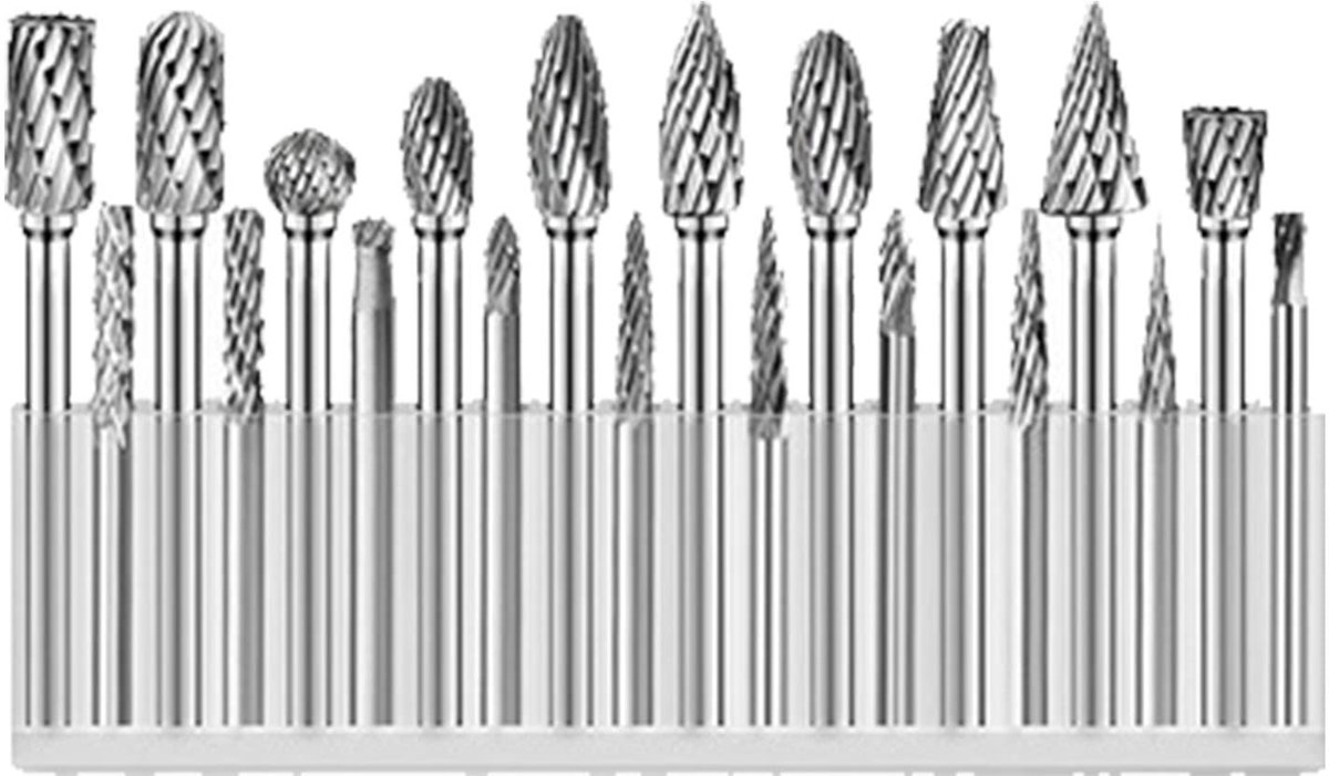Draaibare Vijlen Set - Grindbits - Metaal Bewerken - Wolfraamcarbide Materiaal - 20 Stuks - Zilverkleurig
