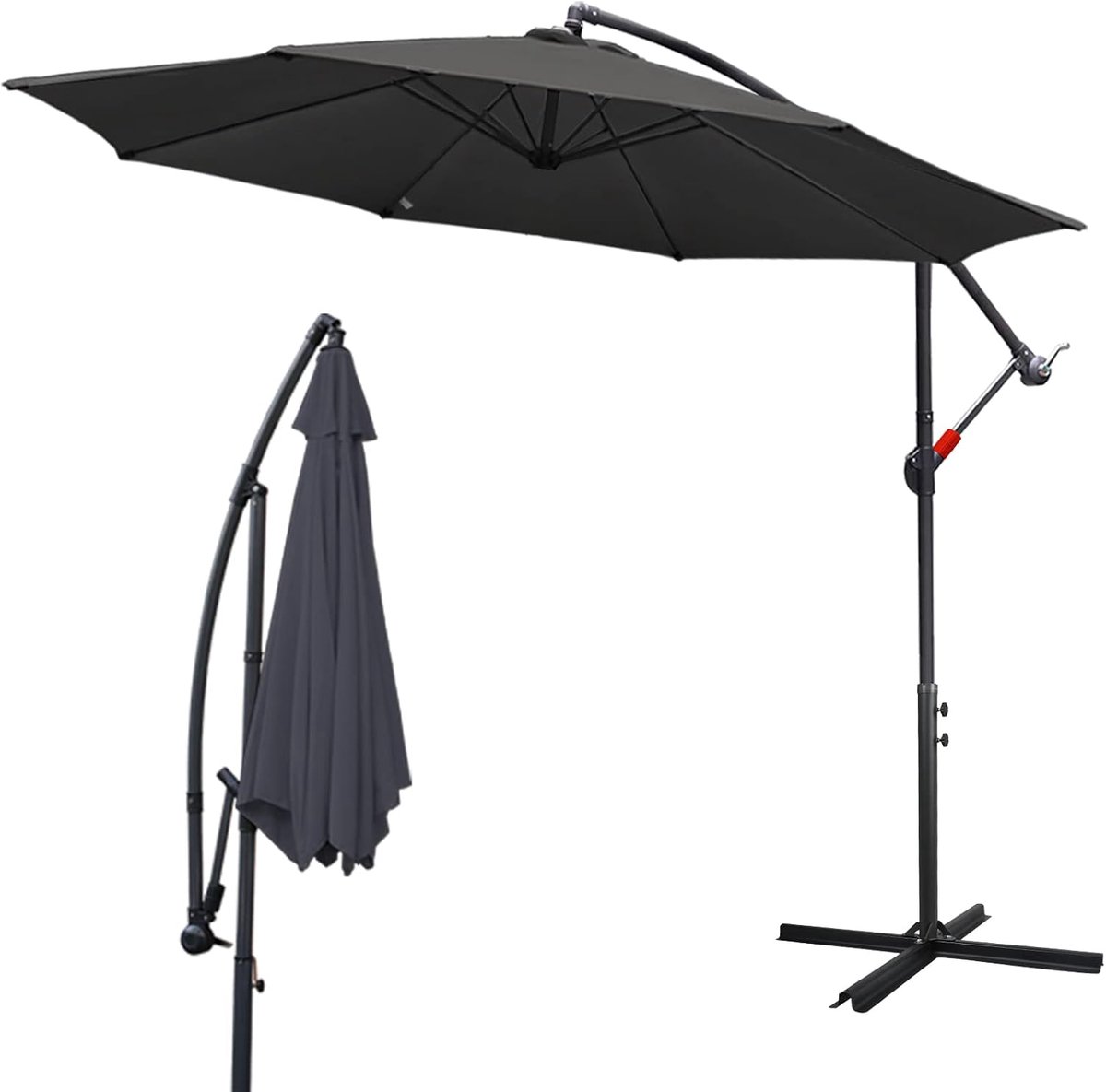 Zweefparasol - Tuinscherm Zonwering - Buiten Zonnen - Traploos Verstelbaar - 3.5 Meter Dia