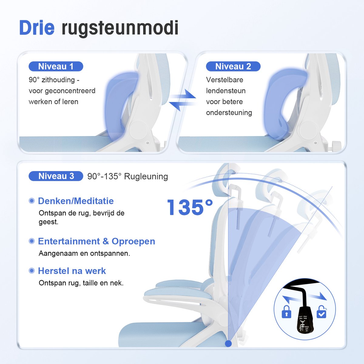 Qingdao Hiaonyx Ergonomische Bureaustoel met Inklapbare Armleuningen - afbeelding 2