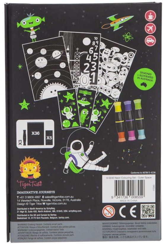 Tiger Tribe Neon Colouring Sets/Outer Space