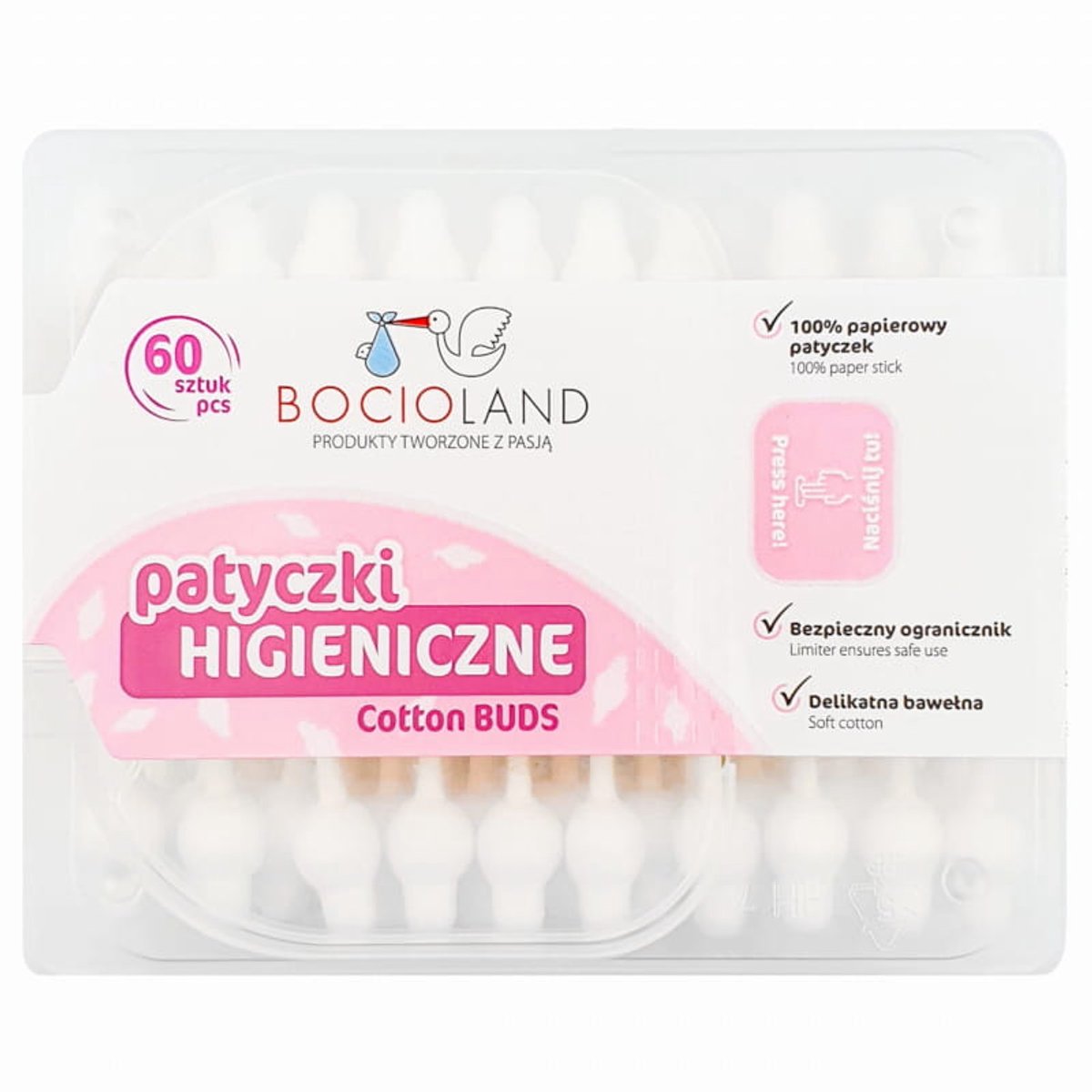 Bocioland - Babystoelstokjes - Katoenen Eindjes - Milieuvriendelijk - 60 stuks