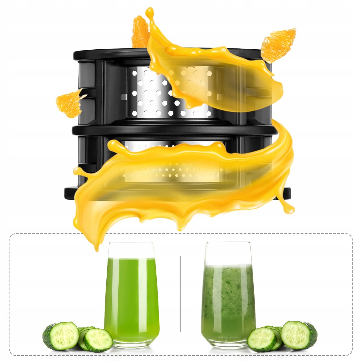 Ventray MAX120 Slowjuicer - Koudpers Juicer - Stil - Hoog Saprendement - Zwart thumbnail 3