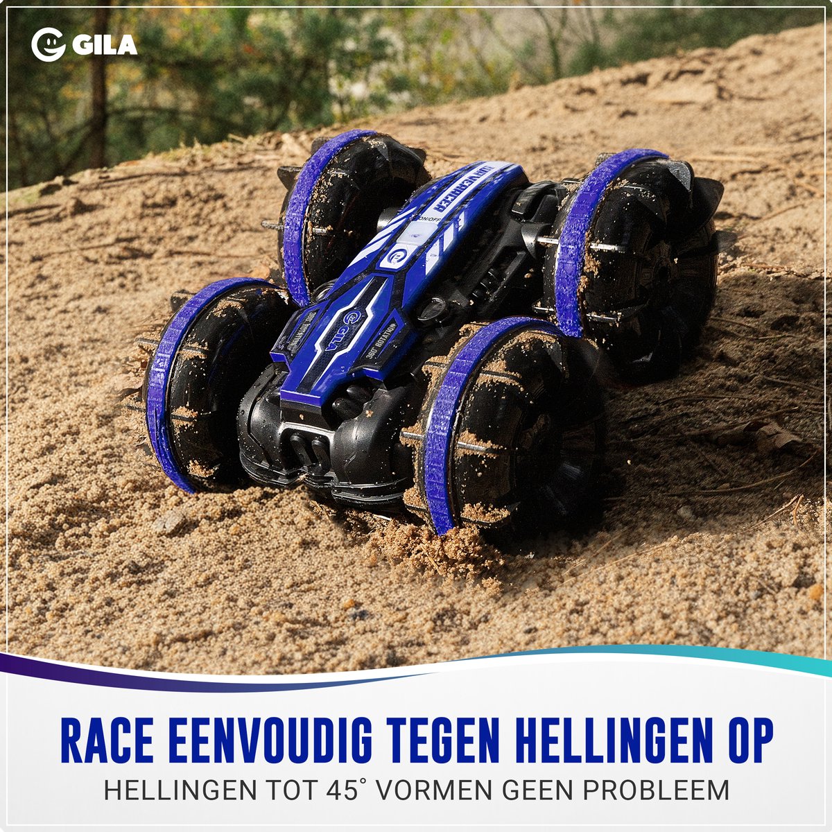 GILA Bestuurbare Auto All-Terrain - RC Auto met 2 Accu's - Waterdicht - Speelgoed Autos Jongens - Buitenspeelgoed - Race Car/Boot Land & Water - 1,5u Speelplezier - Radiografisch — afbeelding 7
