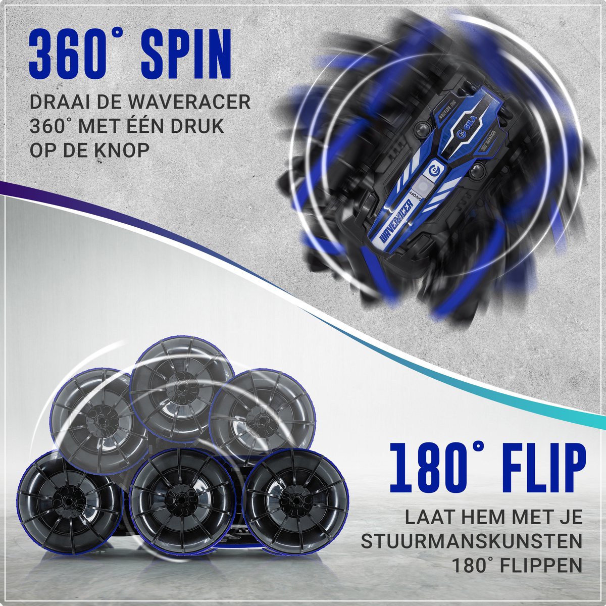 GILA Bestuurbare Auto All-Terrain - RC Auto met 2 Accu's - Waterdicht - Speelgoed Autos Jongens - Buitenspeelgoed - Race Car/Boot Land & Water - 1,5u Speelplezier - Radiografisch — afbeelding 3