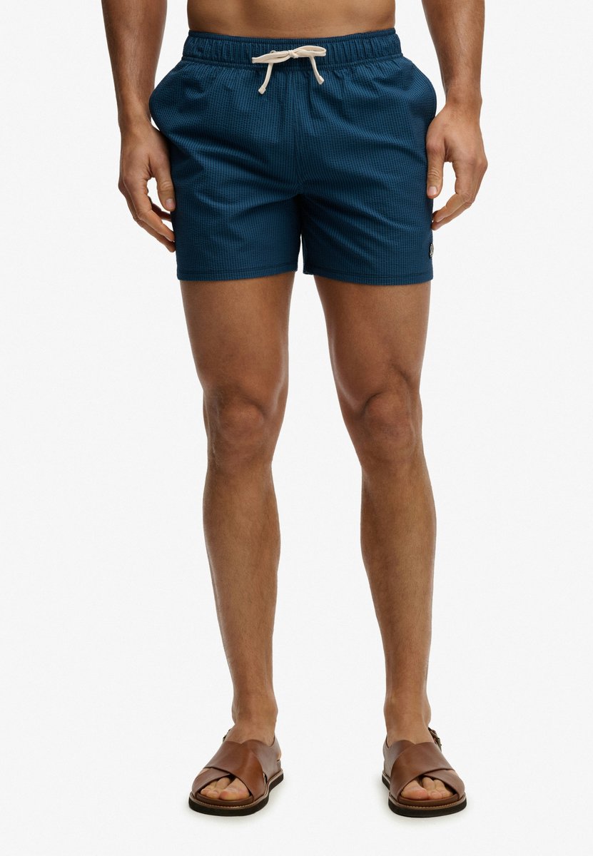 Superdry Seersucker 15-inch Zwemshort Heren Zwembroeken Marineblauw