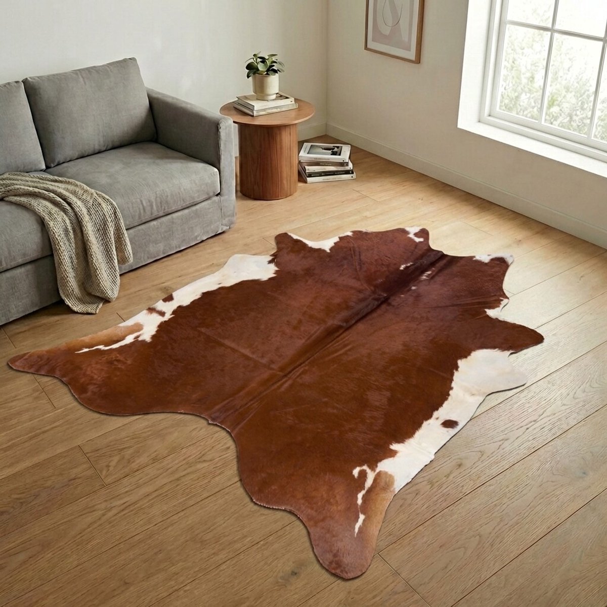 Koeienhuid Vloerkleed XXL (Extra Groot) - Effen-solid - 241 x 226 cm - Koeienkleed / Koeienvel / Dierenvel / Dierenhuid / Koehuid Tapijt