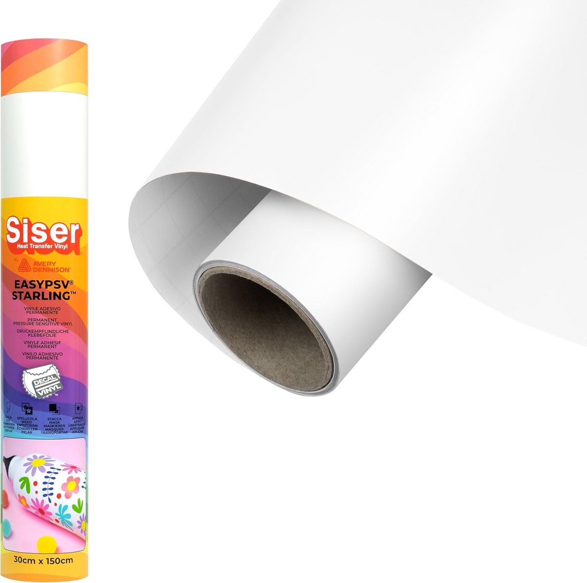 Permanente Vinyl Sticker Wit Glans 150x30 cm - Voor Knutselen en Personaliseren - Vaatwasm