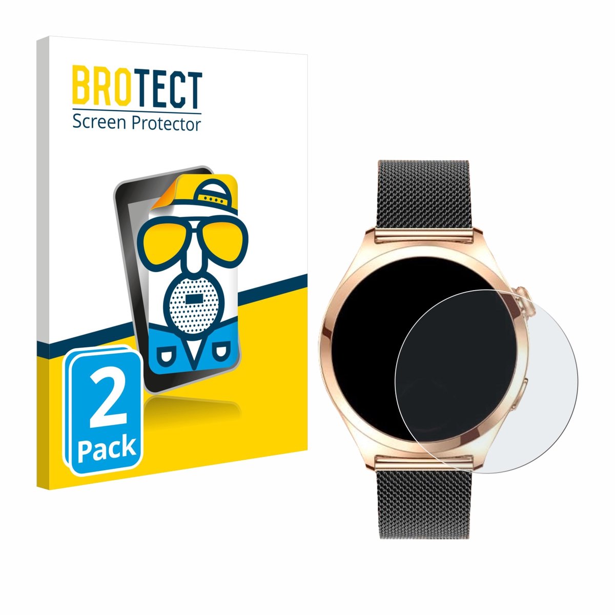 BROTECT - Screenprotector voor Niolina Smartwatch 1.27" - Folie Beschermfolie matte 2 Stuks