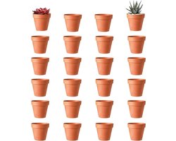 Terracotta Potten - Set van 24 Stuks - Mini-Kleipotten voor Vetplanten - Ronde Kweekpotten met Afvoergat - Bloempot voor Knutselen