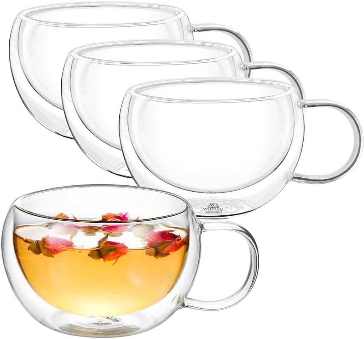Thermobeker dubbelwandig glas set van 4 - 250 ml - geschikt voor warme en koude dranken