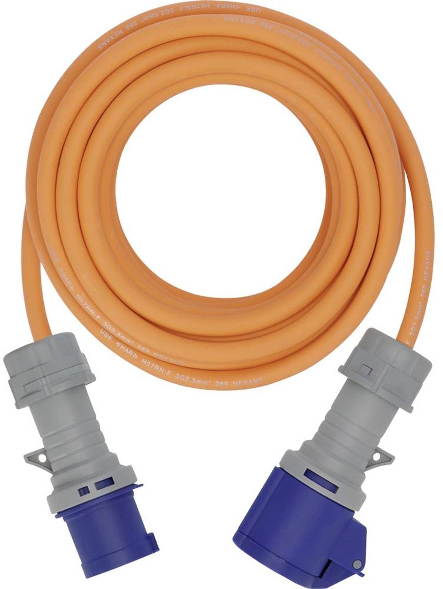Brennenstuhl 1167650410 Stroom Camping-CEE-verlengkabel Blauw, Grijs, Oranje 10 m H07RN-F 3G 2,5 mm²