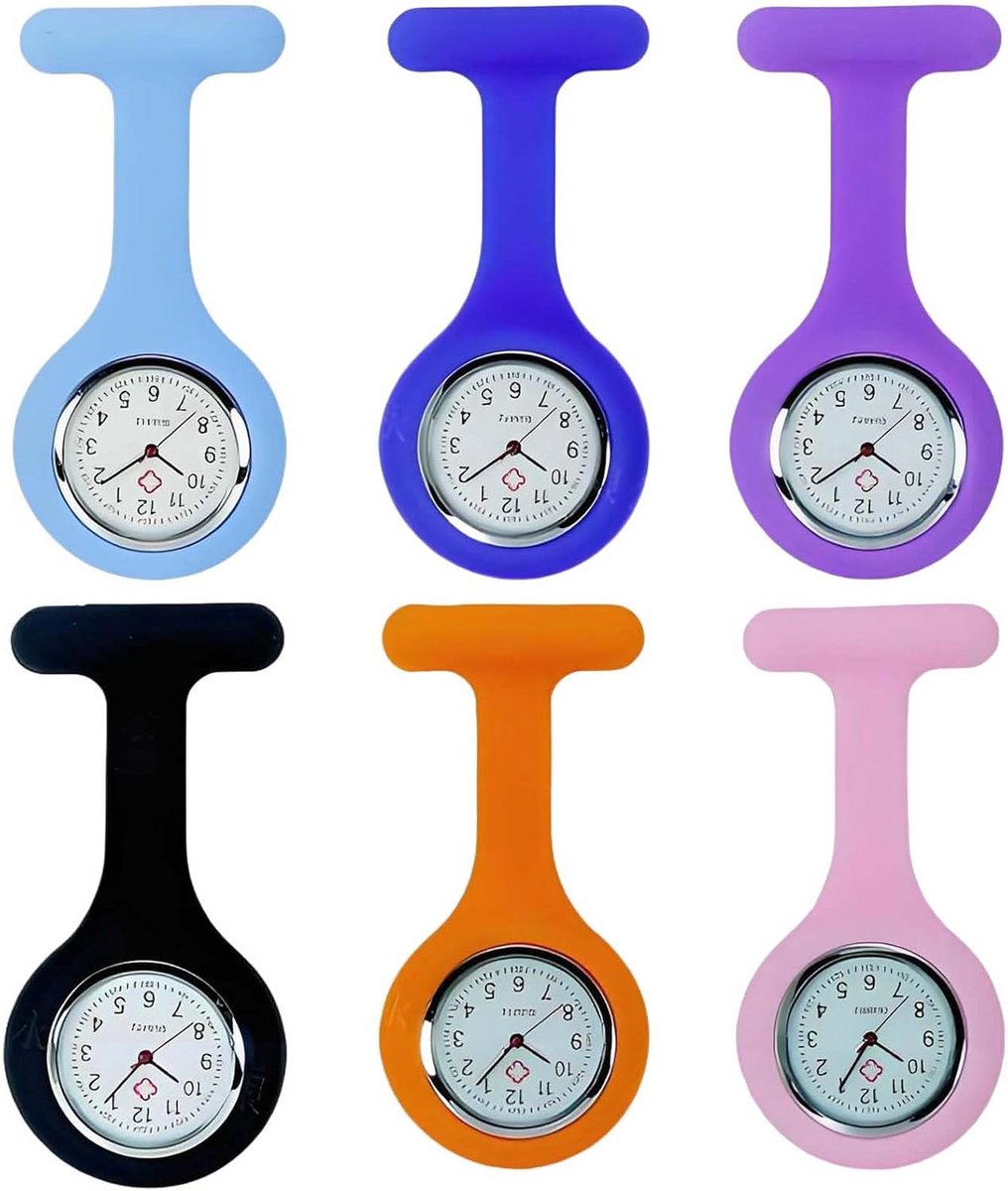 6 Stuks Verpleegsterhorloges met Speld - Hanghorloge voor Zorgprofessionals