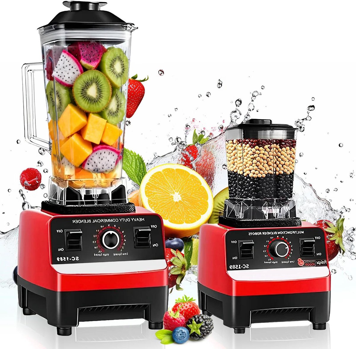 Professionele Blender - Smoothiemaker - IJsvergruizer - 2L Kan - Heavy Duty - Keuken - IJs - Sap - Voedselverwerking - 2000W - Geschikt voor Thuisgebruik - Zwart - RVS - 6 Standen Verzendpuntご
