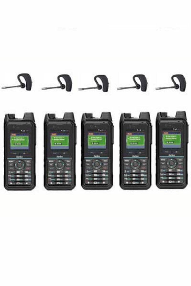 Set van 5 Inrico T330 4G LTE Zello Smart Portofoon IP68 met Bluetooth oortje