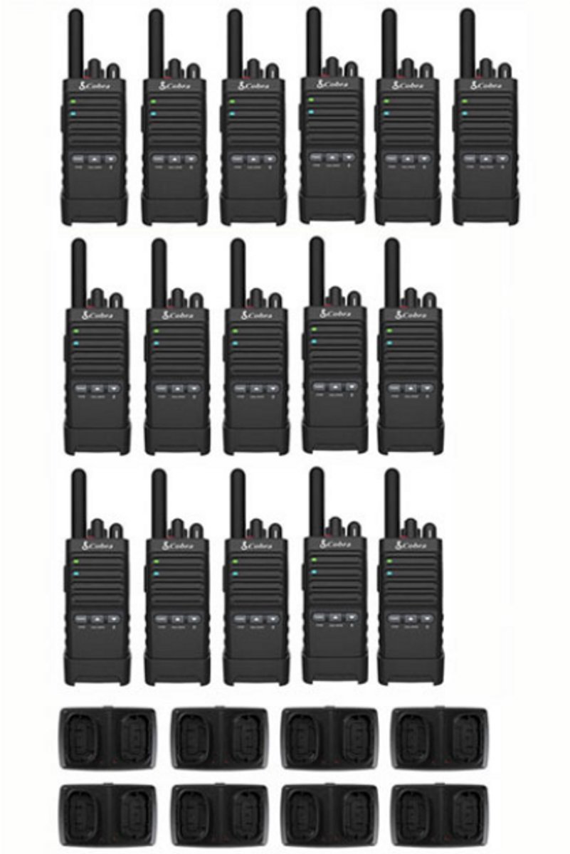 Set van 16 Cobra PX650 UHF PMR446 vergunningsvrije slimline portofoons IP54