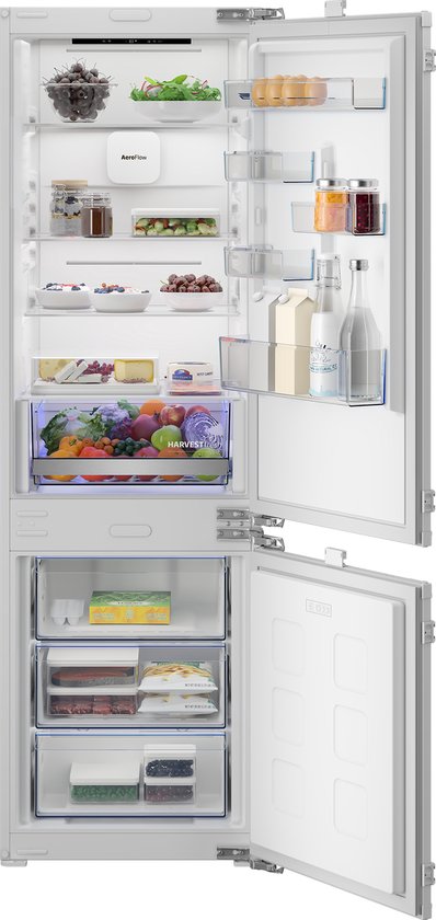 Inbouw koelvriescombinatie Beko 270L No Frost LED verlichting veiligheidsglas energiezuinig wit