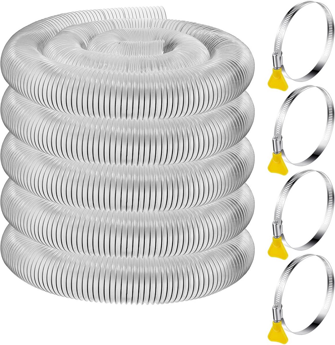 Flexibele Stofzuigerslang PVC 2,5 inch x 15,2m met Klemmen voor Houtbewerking en Stofafzuiging