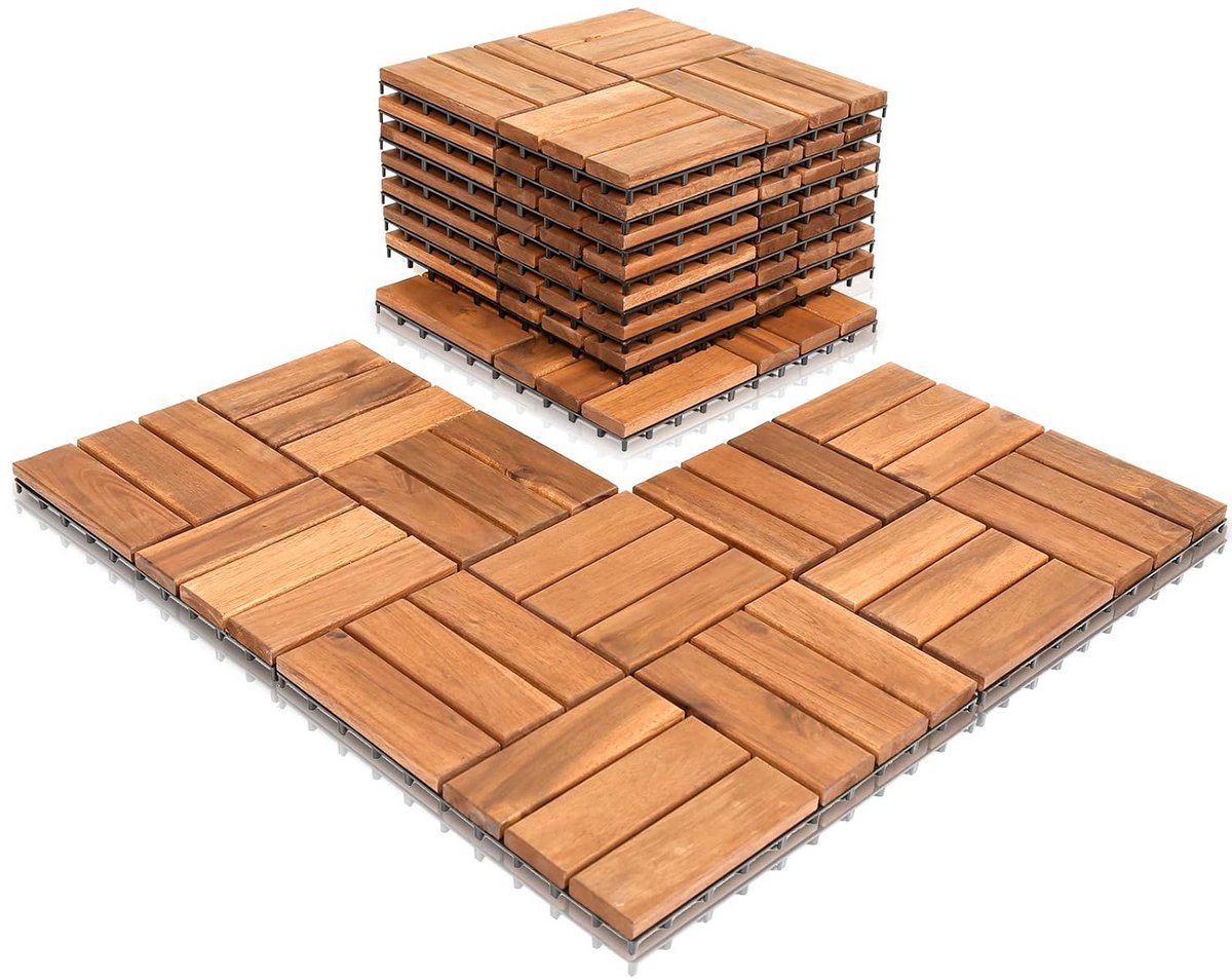Houten Terrastegels Acaciahout 3m² Balkon Vloertegels Eenvoudig Leggen