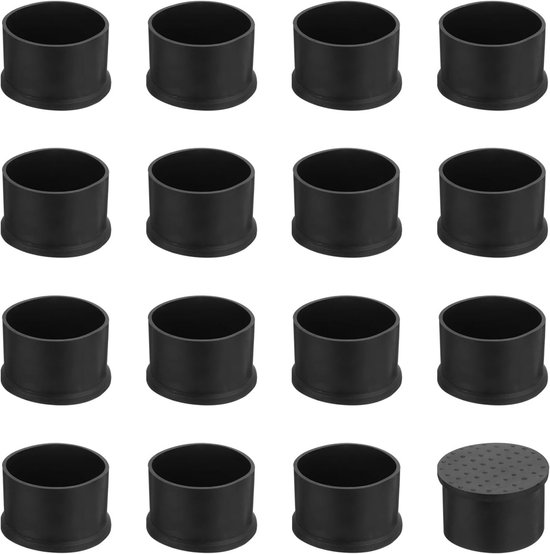 3x Ronde PVC Stoelpootdoppen 76mm Zwart - Antislip Vloerbeschermers