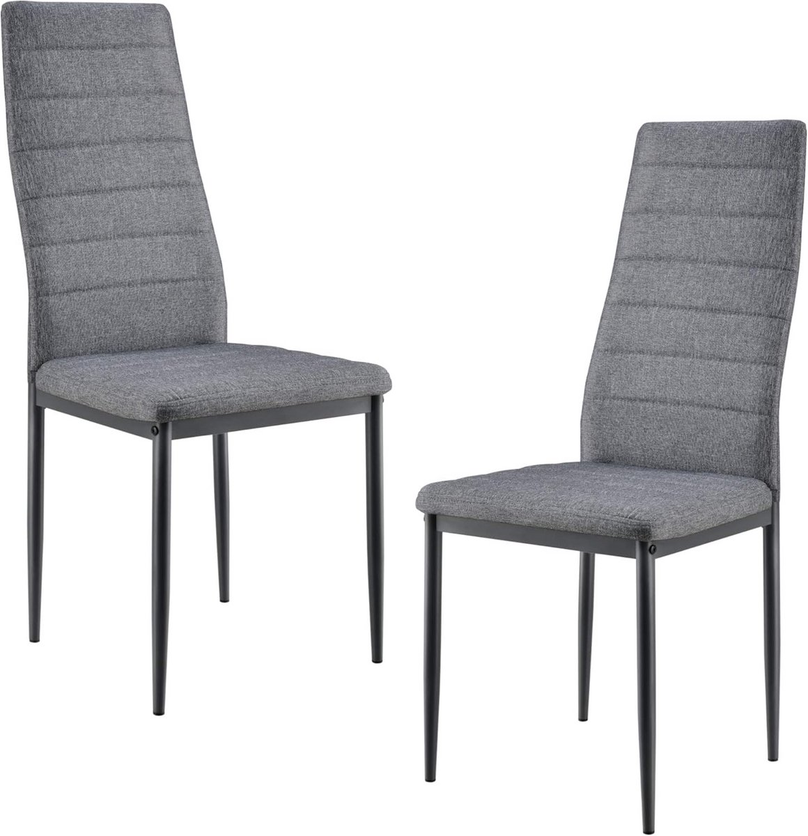 Set van 2 Eetkamerstoelen Grijs Stof en Metaal voor Eettafel