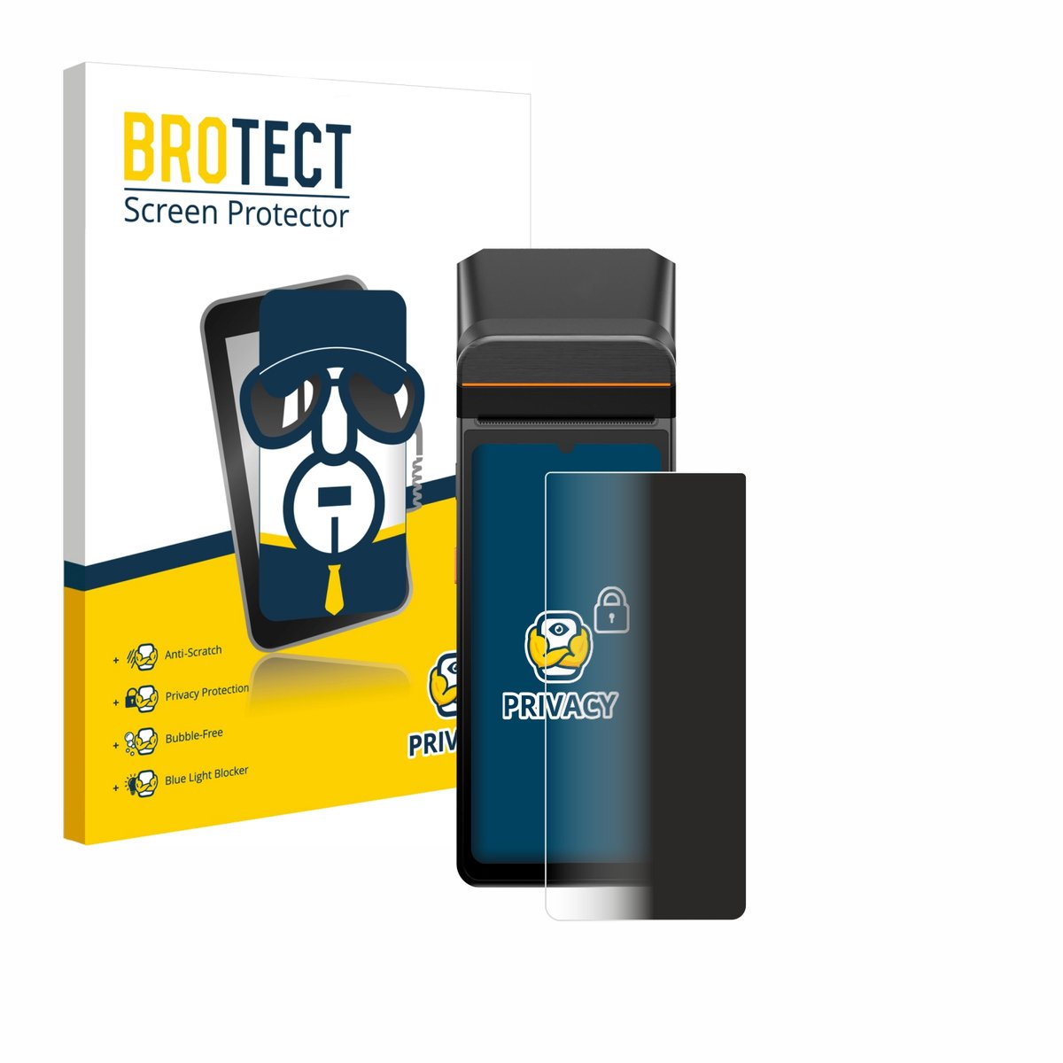 BROTECT - privacy screenprotector voor Sunmi V3 A13 - Folie Beschermfolie Blauwlichtfilter