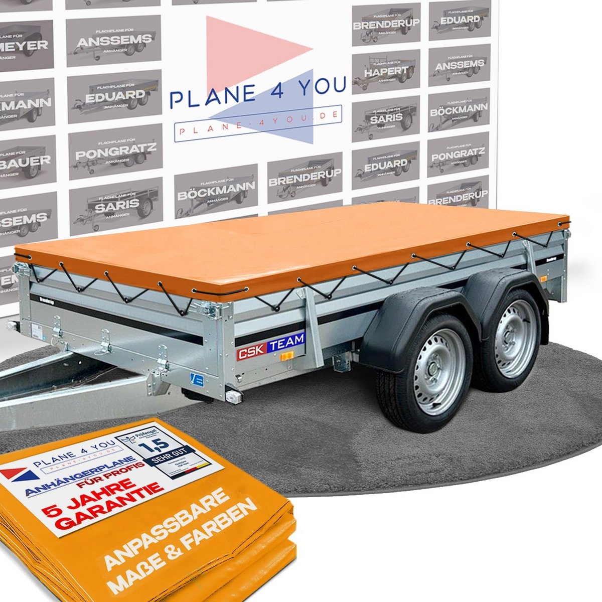 Waterdichte Aanhangerzeil Rechthoekig 264 x 159 cm - Plat Afdekzeil Hoge Kwaliteit Oranje