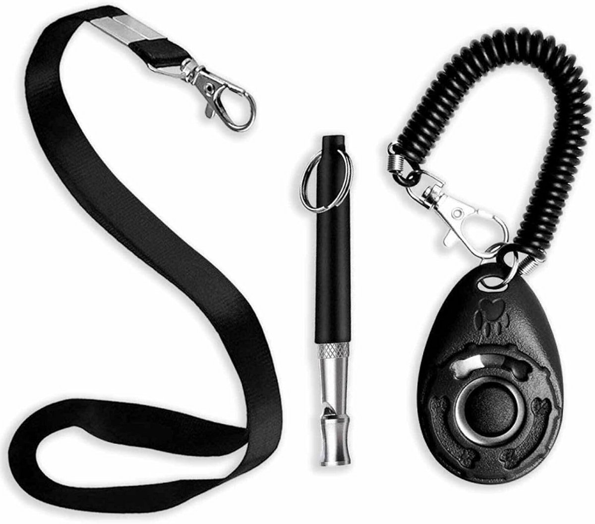 Hondenfluitje en Clicker Set met Lanyard voor Hondentraining