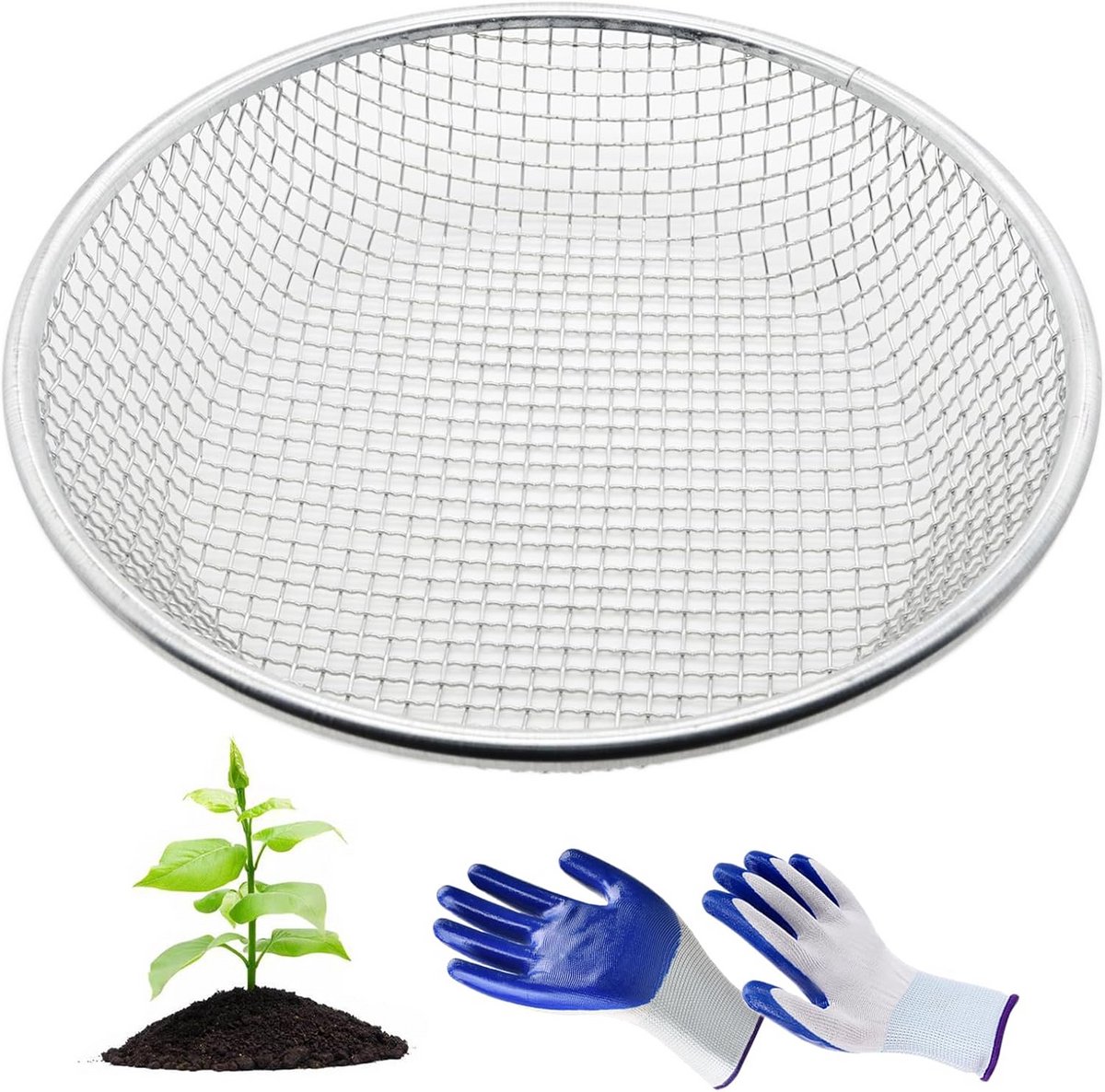 Ronde Zeef voor Tuinaarde en Compost - 30 cm Diameter, 6 mm Maaswijdte