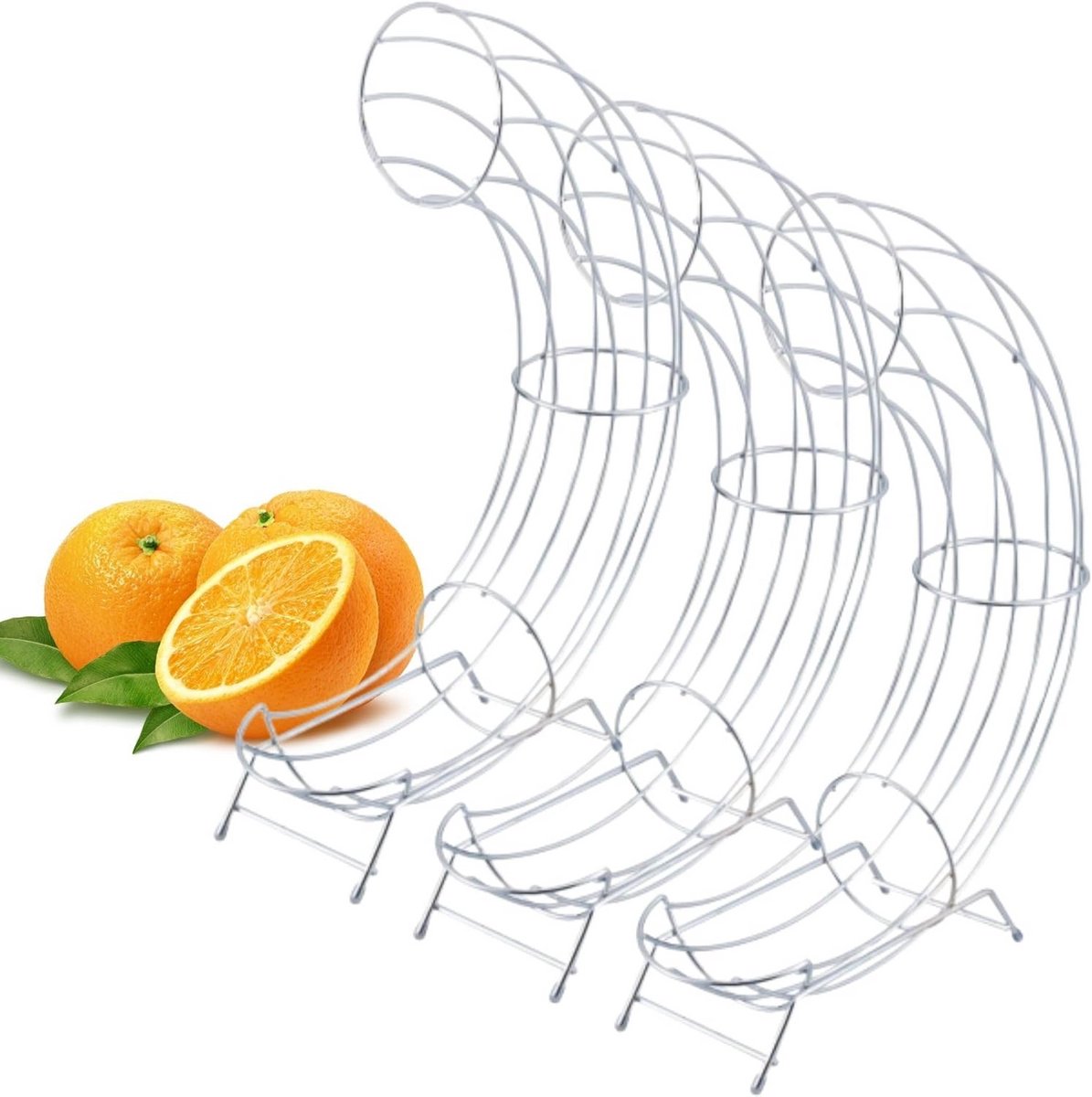 3 Stuks Stevige Metalen Fruitstandaards voor Appels en Sinaasappels