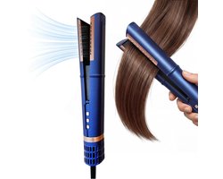 Lisseur & Sèche-cheveux 2-en-1 - 4 Réglages de Température & 3 Vitesses - 26°C à 82°C - Facile à Utiliser - Technologie Ionique - Chauffe Rapidement - Sèche-cheveux & Lisseur - Multistyler - Sèche-cheveux & Styler Capillaire - Bleu - Peach Beauty