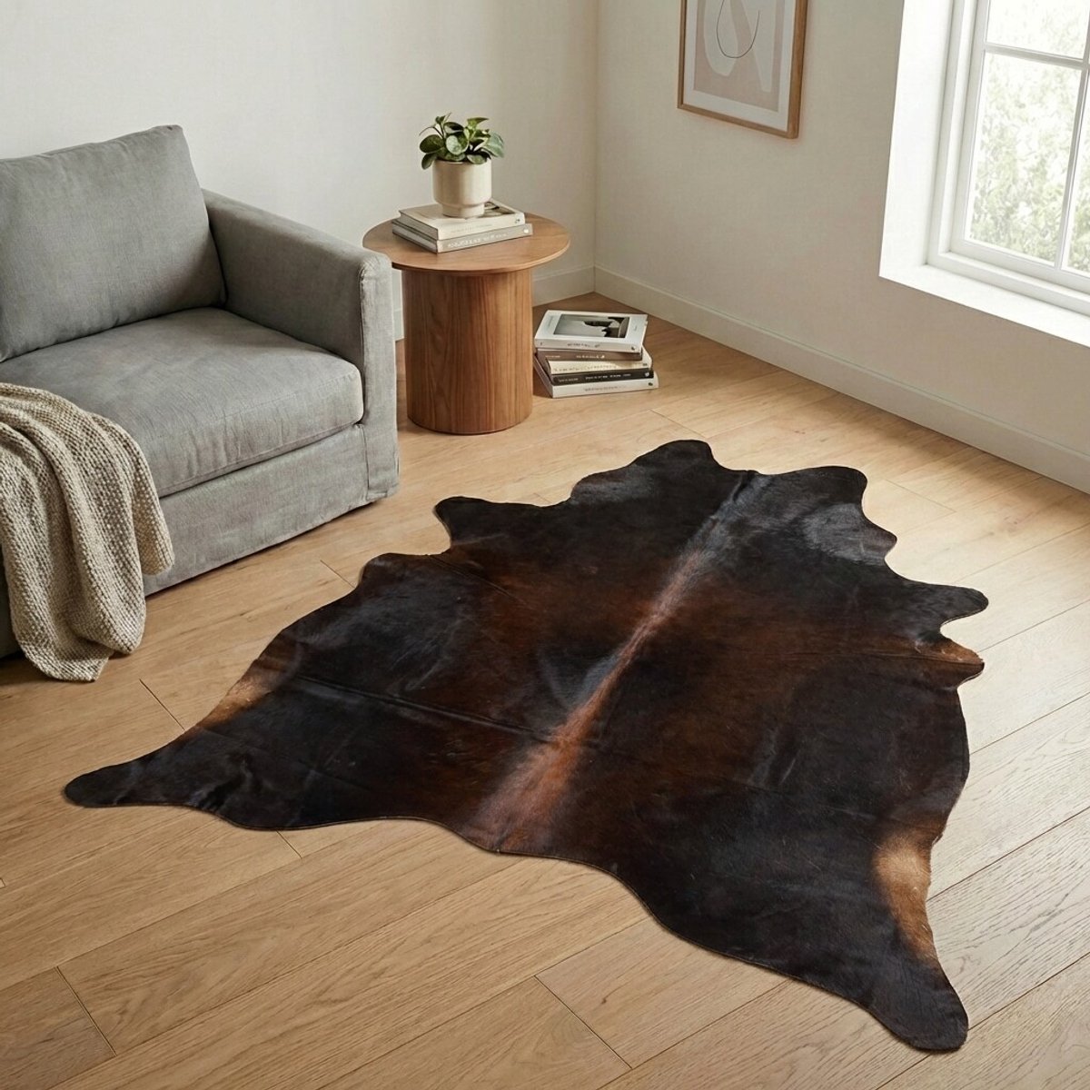 Koeienhuid Vloerkleed - Driekleur - 213 x 182 cm - Koeienkleed / Koeienvel / Dierenvel / Dierenhuid / Koehuid Tapijt