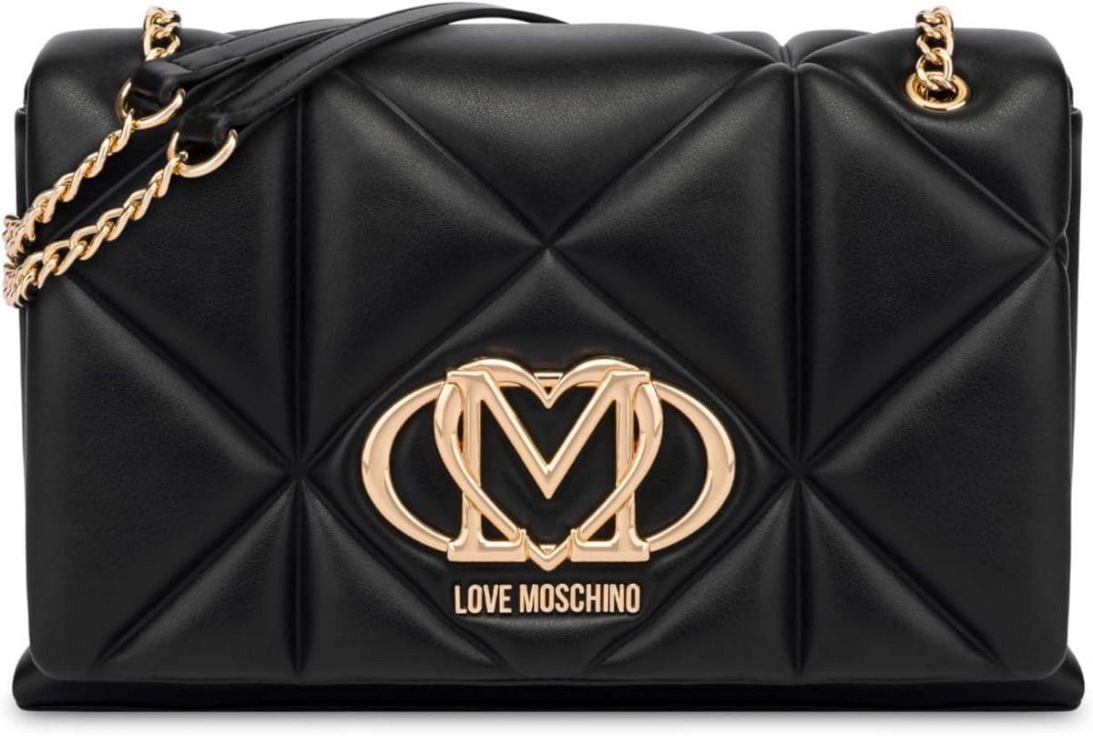 Dames Schoudertas Zwart Gewatteerd Imitatieleer - Chique Crossbody Tas