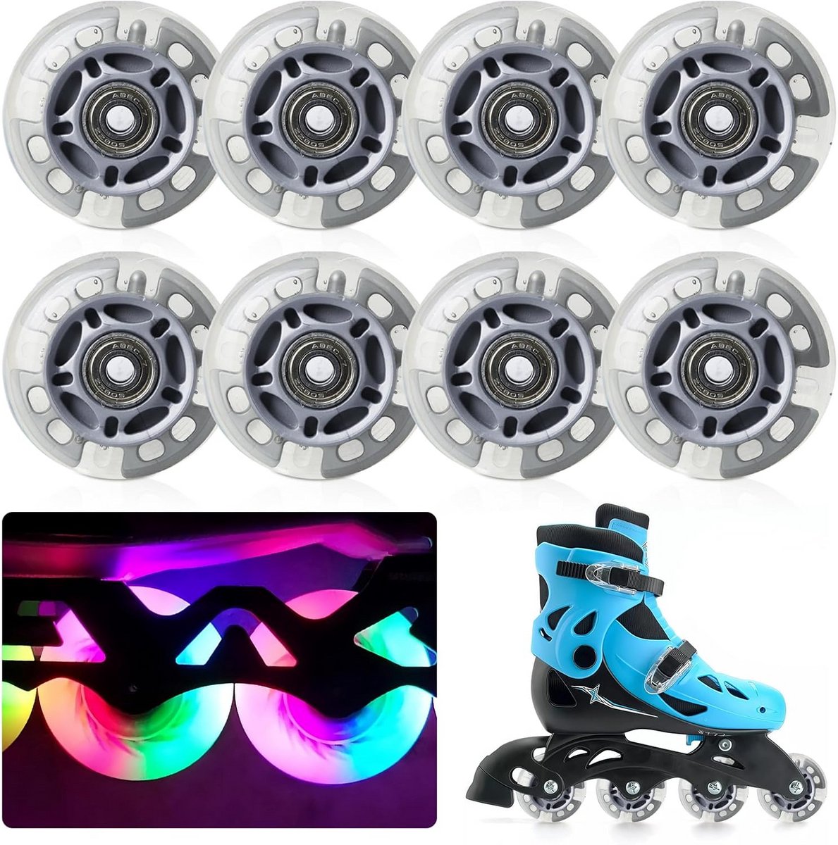 8x Inline Skate Wielen 72mm met ABEC-7 Lagers - Stevige Vervangingswielen voor Rollerblades