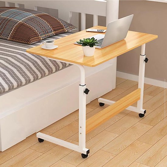 In hoogte verstelbare bedtafel met wielen - Roltafel voor laptop, bank en ziekenhuis — afbeelding 2