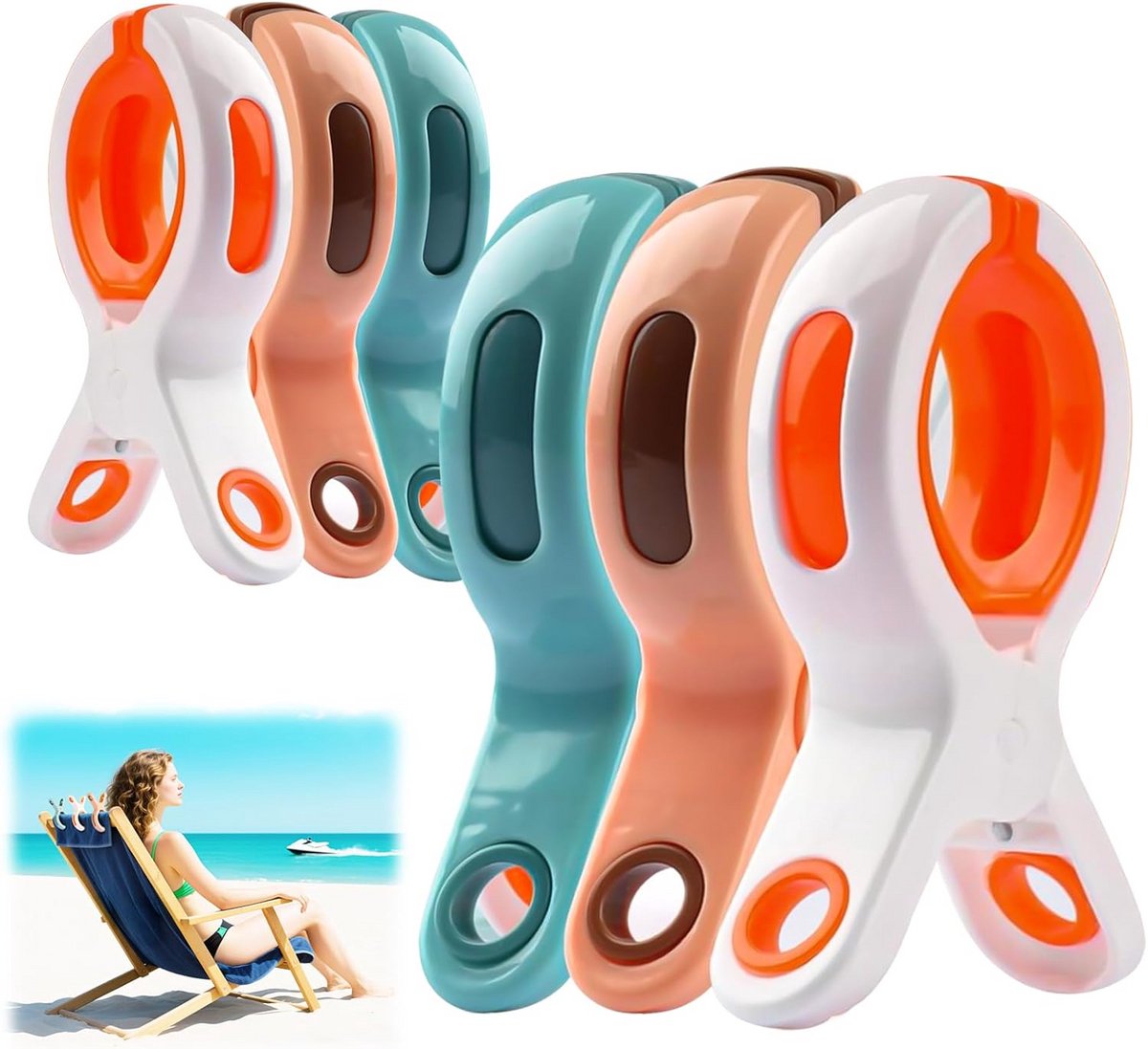 Grote winddichte kledinghaken voor strandhanddoeken en dikke kleding - 6 stuks