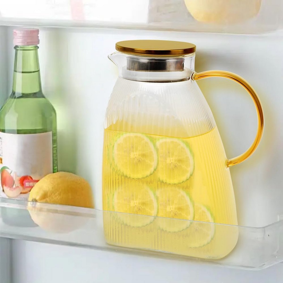 Glazen karaf met deksel en uitloop - borosilicaatglas voor warme en koude dranken