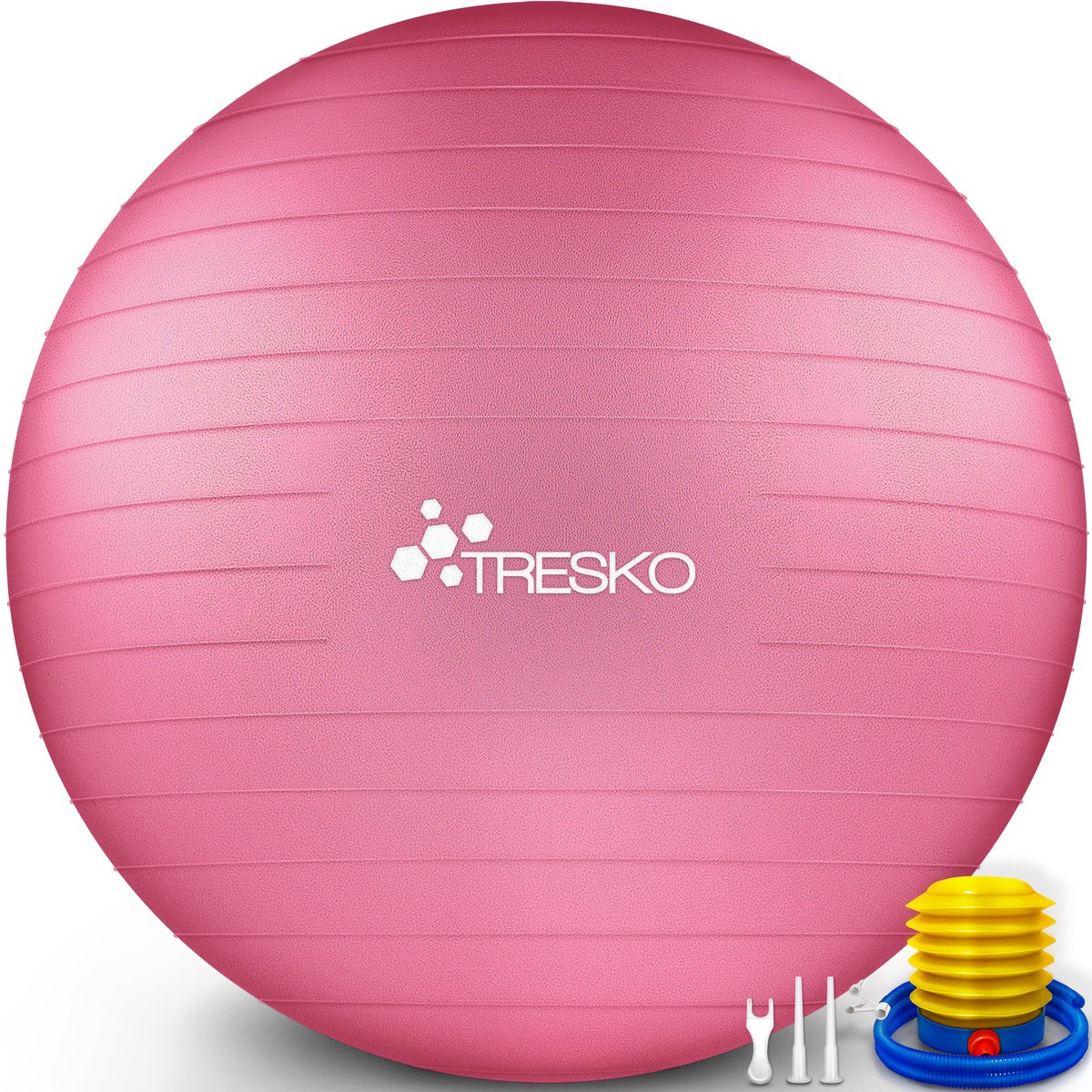 TRESKO® anti-burst gymnastiekbal 55 cm 65 cm 75 cm 85 cm | zitbal | yogabal | 300 kg | met luchtpomp (roze, 55 cm, geschikt voor een lengte tot 155 cm)