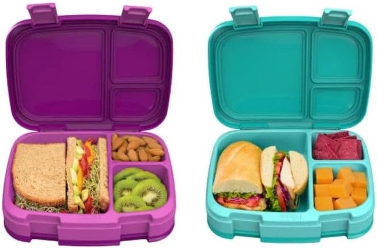 Lekvrije lunchbox met 4 compartimenten - 2 stuks