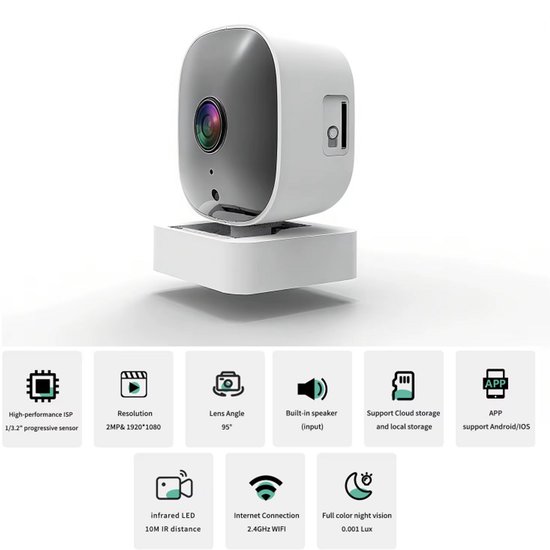 2.5K AI Beveiligingscamera 1536P Binnen/Buiten Voor Huisbeveiliging, Babyfoon & Huisdier Camera Met Kleurrijk Nachtzicht, Wifi Camera Voor Thuis en Tuin — afbeelding 4