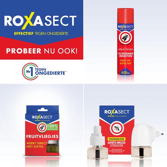 Roxasect UV Stekker tegen muggen en vliegende insecten - 100% natuurlijk - zonder insecticide - kind- en diervriendelijk - 1 stekker incl 2 plakstrips