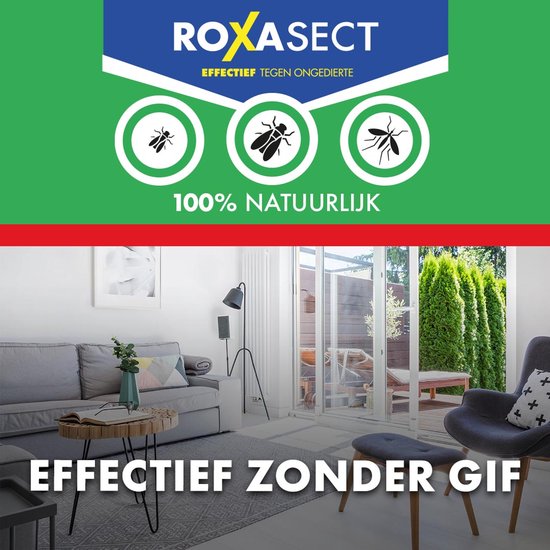 Roxasect UV Stekker tegen muggen en vliegende insecten - 100% natuurlijk - zonder insecticide - kind- en diervriendelijk - 1 stekker incl 2 plakstrips