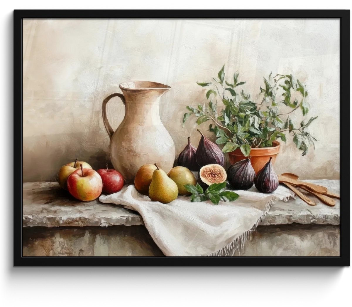 FrameYourWall Poster in lijst - Fotolijst 70x50 cm - Posters - Fruit - Kruiden - Landelijk - Posterlijst zwart - Decoratie - Wanddecoratie woonkamer - Muurdecoratie slaapkamer kruiden - Stilleven