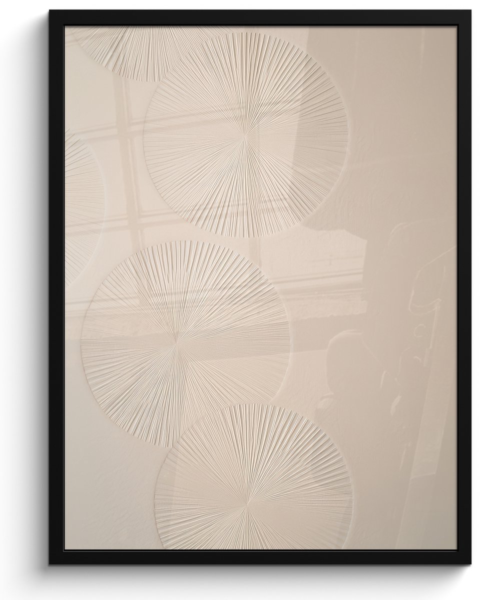 FrameYourWall Poster in lijst - Fotolijst 50x70 cm - Posters - Japandi - Beige - Modern - Posterlijst zwart - Decoratie - Wanddecoratie woonkamer - Muurdecoratie slaapkamer Japandi - Cirkels