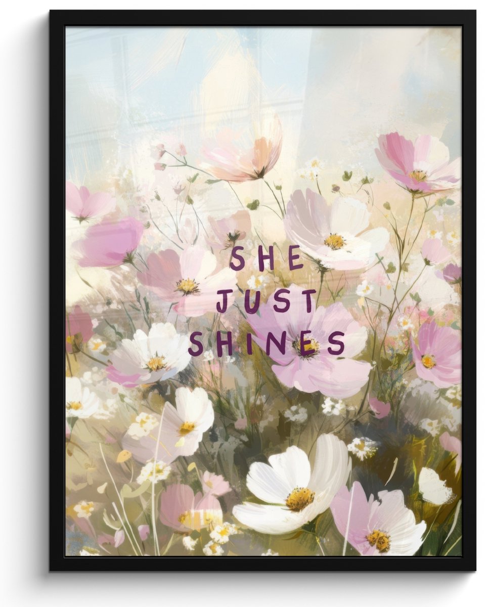 FrameYourWall Poster in lijst - Fotolijst 50x70 cm - Posters - Quote - Bloemen - Schilderachtig - Posterlijst zwart - Decoratie - Wanddecoratie woonkamer - Muurdecoratie slaapkamer Bloemen - Quote