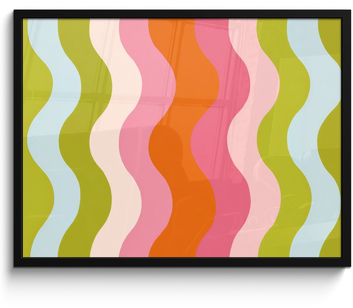 FrameYourWall Poster in lijst - Fotolijst 70x50 cm - Posters - Banen - Golven - Kleurrijk - Verticaal - Posterlijst zwart - Decoratie - Wanddecoratie woonkamer - Muurdecoratie slaapkamer