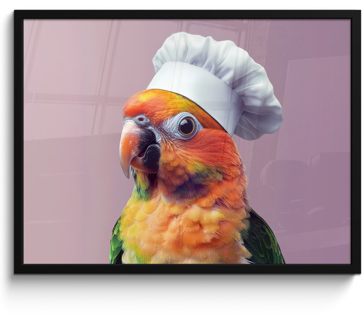 FrameYourWall Fotolijst inclusief poster - Posterlijst 70x50 cm - Posters - Papegaai - Koksmuts - Nieuwsgierig - Vogel - Foto in lijst - Keuken decoratie muur - Wanddecoratie accessoires - Muurdecoratie - Schilderijen Koksmuts - Parkiet