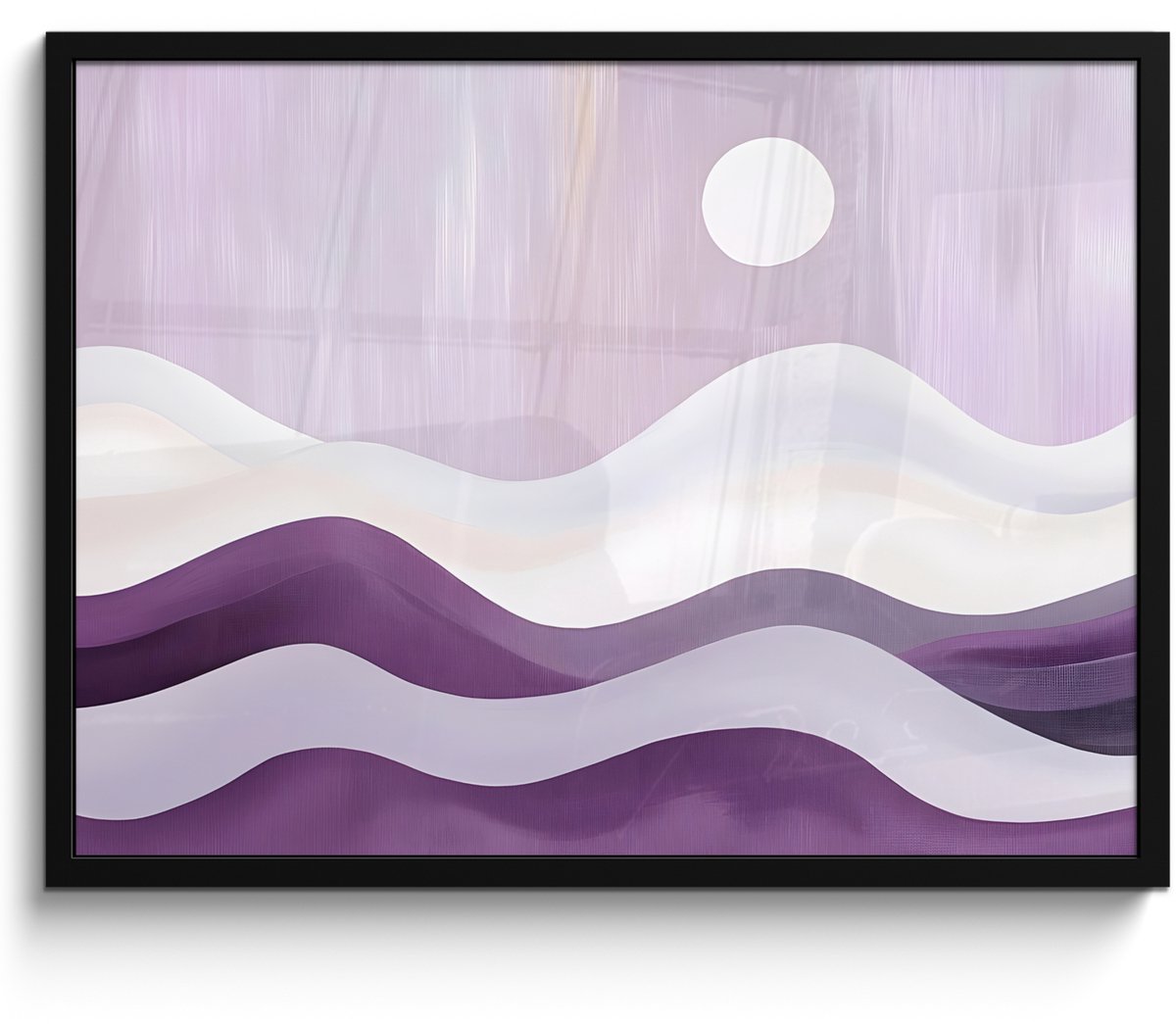 FrameYourWall Poster in lijst - Fotolijst 70x50 cm - Posters - Golven - Heuvels - Abstract - Paars - Posterlijst zwart - Decoratie - Wanddecoratie woonkamer - Muurdecoratie slaapkamer Golven - Abstract
