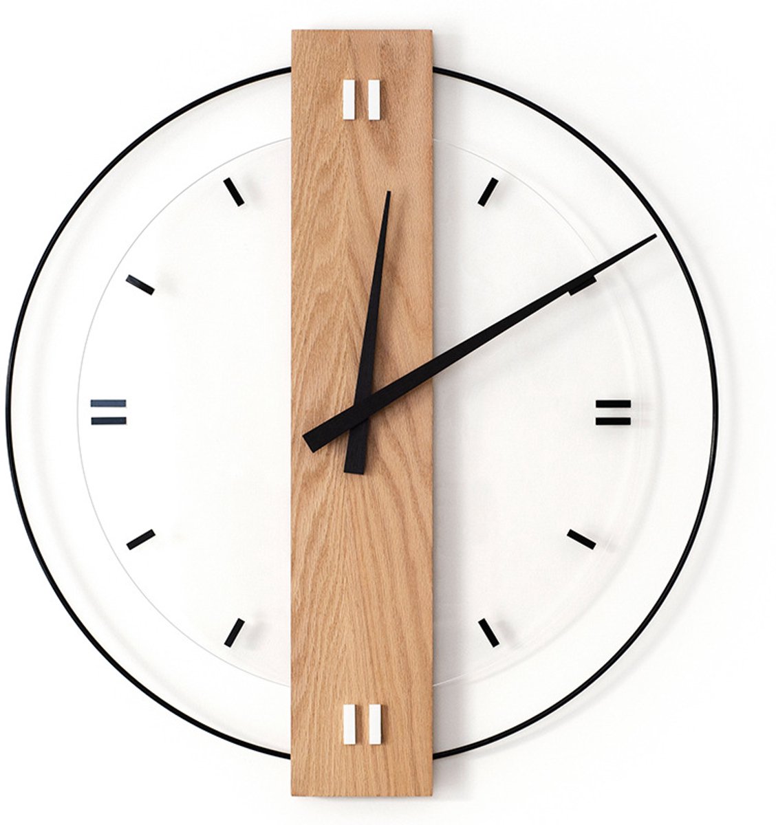 Nordic Wandklok Hout & Acryl – 30 & 40 cm - Scandinavische Design Muurklok – Geruisloos Quartz – Modern Horloge Mural voor Woonkamer / Living / Kantoor